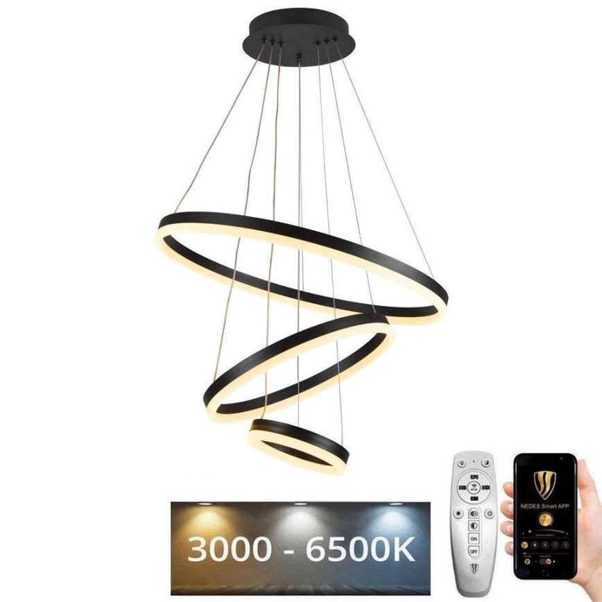 LED Żyrandol ściemnialny na lince LED/85W/230V 3000-6500K śr. 60 cm + zdalne sterowanie