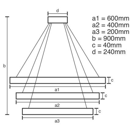 LED Żyrandol ściemnialny na lince LED/85W/230V 3000-6500K śr. 60 cm + zdalne sterowanie