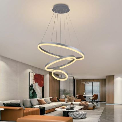 LED Żyrandol ściemnialny na lince LED/85W/230V 3000-6500K śr. 60 cm śr. 60 cm + zdalne sterowanie