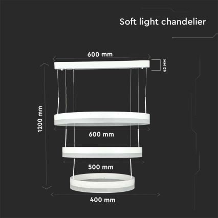 LED Żyrandol ściemnialny na lince LED/86W/230V 3000K biały