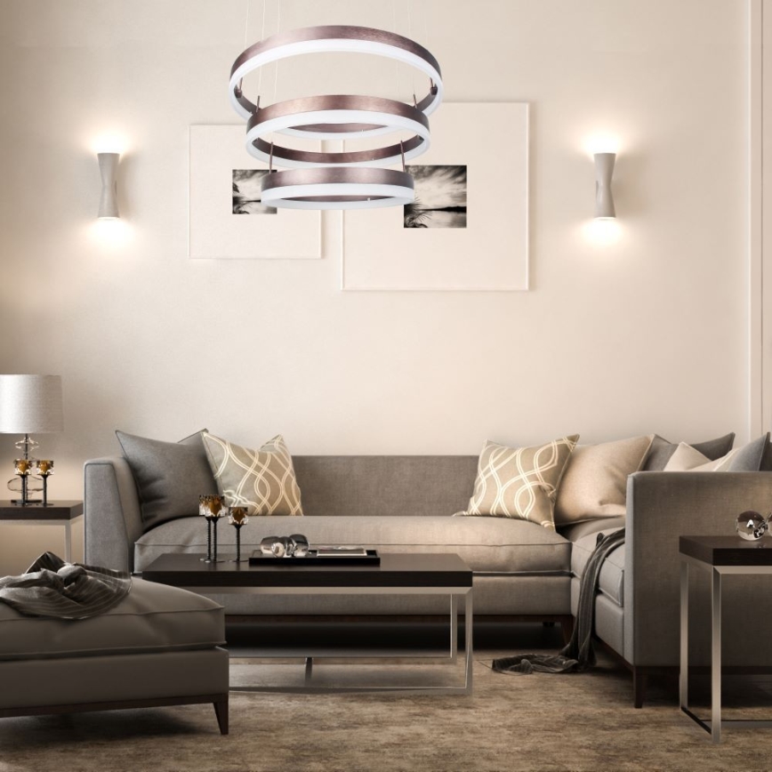 LED Żyrandol ściemnialny na lince LED/86W/230V 3000K brązowy