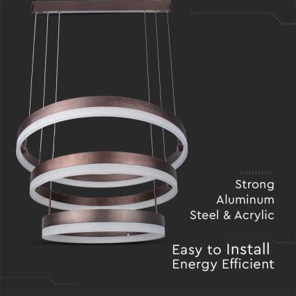 LED Żyrandol ściemnialny na lince LED/86W/230V 3000K brązowy