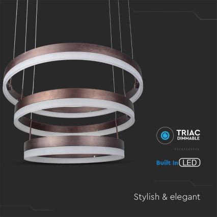 LED Żyrandol ściemnialny na lince LED/86W/230V 3000K brązowy