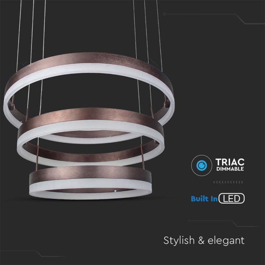 LED Żyrandol ściemnialny na lince LED/86W/230V 3000K brązowy