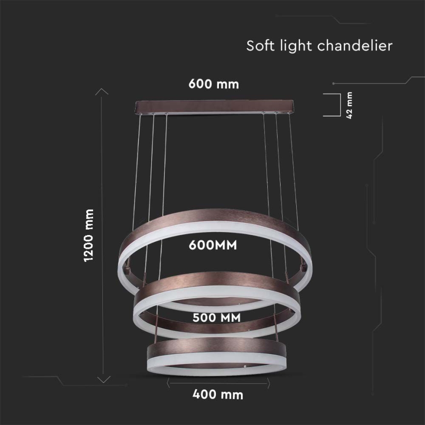 LED Żyrandol ściemnialny na lince LED/86W/230V 3000K brązowy