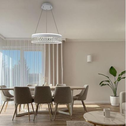 LED Ściemnialna kryształ żyrandol na lince LED/90W/230V 3000-6500K biały + pilot zdalnego sterowania