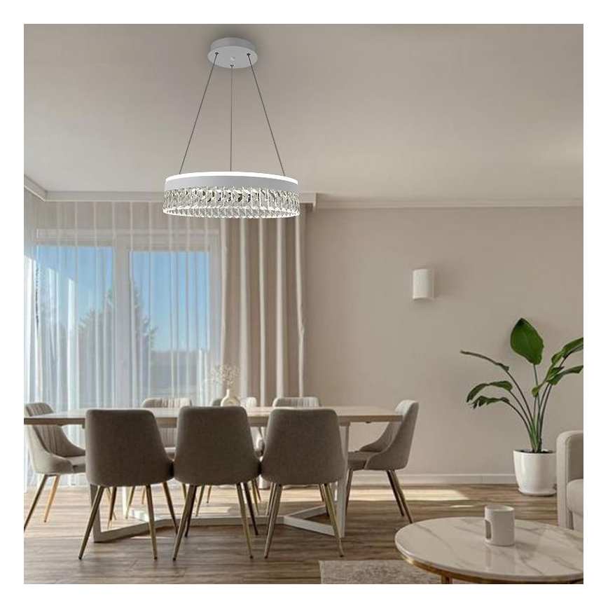 LED Ściemnialna kryształ żyrandol na lince LED/90W/230V 3000-6500K biały + pilot zdalnego sterowania
