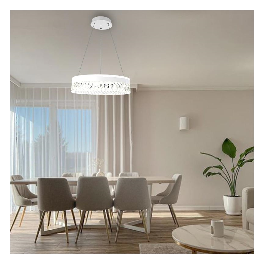LED Ściemnialna kryształ żyrandol na lince LED/90W/230V 3000-6500K biały + pilot zdalnego sterowania