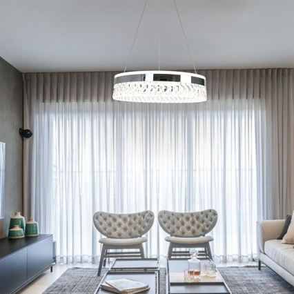 LED Ściemnialny kryształowy żyrandol na lince LED/90W/230V 3000-6500K chrom błyszczący + zdalne sterowanie