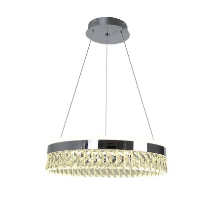 LED Ściemnialny kryształowy żyrandol na lince LED/90W/230V 3000-6500K chrom błyszczący + zdalne sterowanie