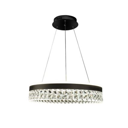 LED Ściemnialna kryształ żyrandol na lince LED/90W/230V 3000-6500K czarny + pilot zdalnego sterowania