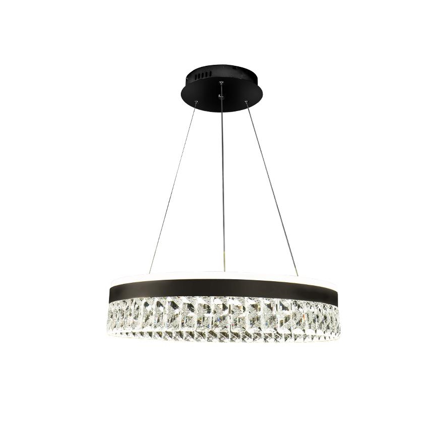 LED Ściemnialna kryształ żyrandol na lince LED/90W/230V 3000-6500K czarny + pilot zdalnego sterowania