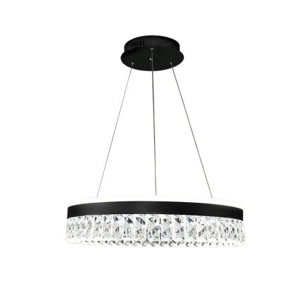LED Ściemnialna kryształ żyrandol na lince LED/90W/230V 3000-6500K czarny + pilot zdalnego sterowania