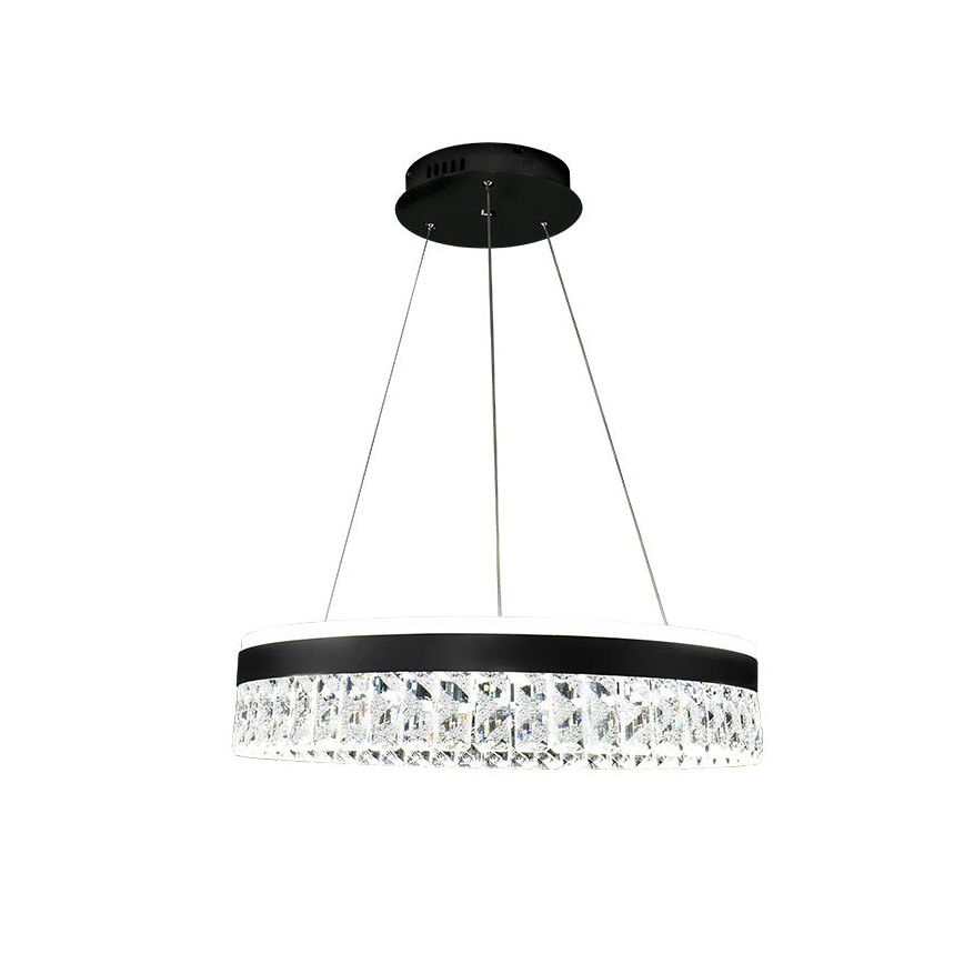 LED Ściemnialna kryształ żyrandol na lince LED/90W/230V 3000-6500K czarny + pilot zdalnego sterowania