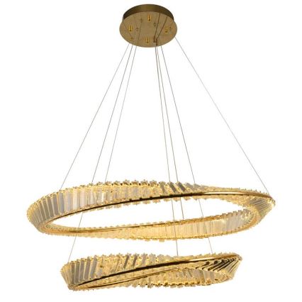 LED Ściemnialny żyrandol kryształowy na lince LED/90W/230V 3000-6500K złoty/chrom + pilot zdalnego sterowania