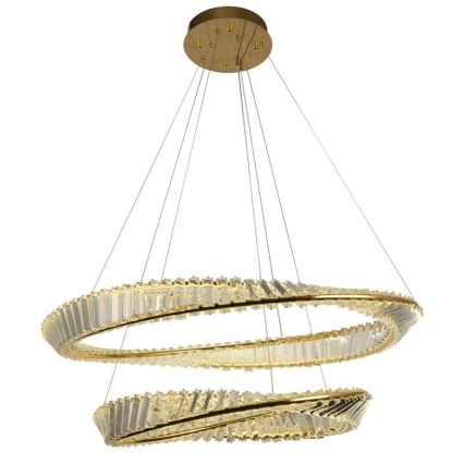 LED Ściemnialny żyrandol kryształowy na lince LED/90W/230V 3000-6500K złoty/chrom + pilot zdalnego sterowania
