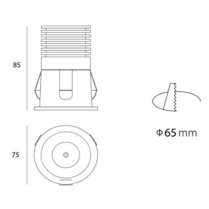 LED2 - LED Łazienkowa oprawa wpuszczana RAY LED/10W/230V czarny IP44