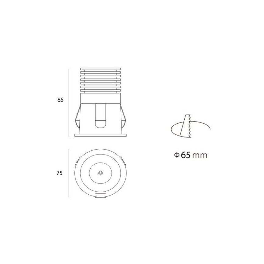 LED2 - LED Łazienkowa oprawa wpuszczana RAY LED/10W/230V czarny IP44