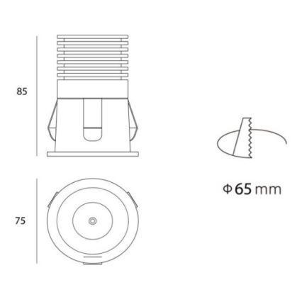 LED2 - LED Oprawa wpuszczana RAY LED/10W/230V biała IP44