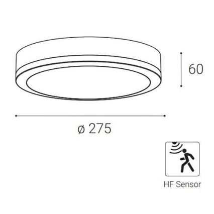 LED2 - LED Plafon zewnętrzny z czujnikiem KERY LED/18W/230V IP65 czarny