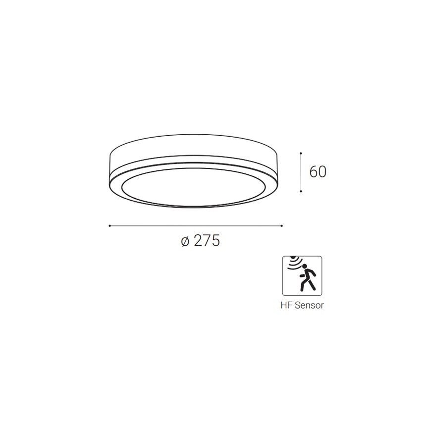 LED2 - LED Plafon zewnętrzny z czujnikiem KERY LED/18W/230V IP65 czarny