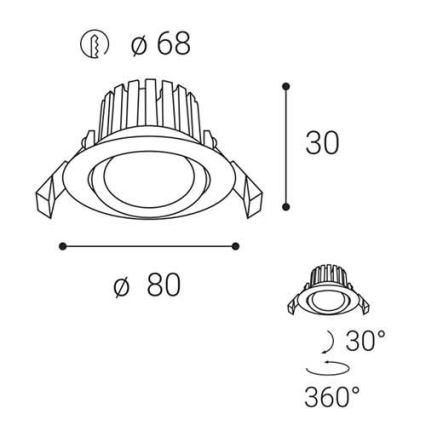 LED2 - LED Ściemnialne wpuszczane oświetlenie łazienkowe MAX LED/8W/230V 3000K IP65