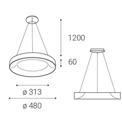 LED2 - LED Żyrandol na lince BELLA LED/40W/230V 3000/4000K czarny