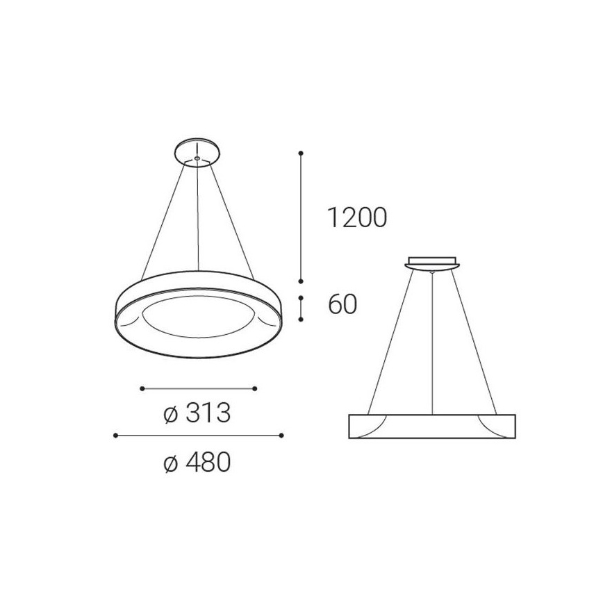 LED2 - LED Żyrandol na lince BELLA LED/40W/230V 3000/4000K czarny