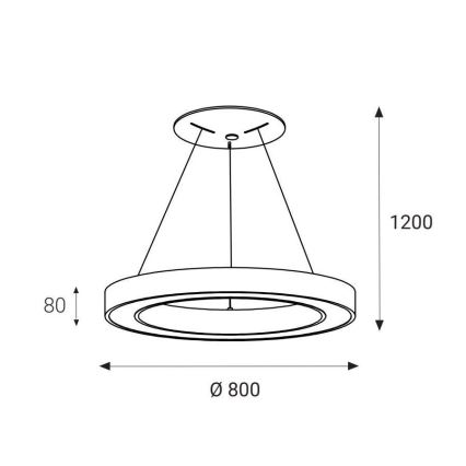 LED2 - LED Żyrandol na lince SATURN LED/80W/230V 3000K śr. 80 cm biały