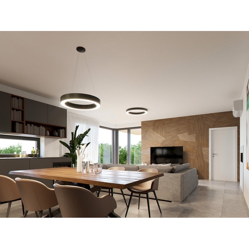 LED2 - LED Żyrandol na lince SATURN LED/80W/230V 3000K śr. 80 cm czarny
