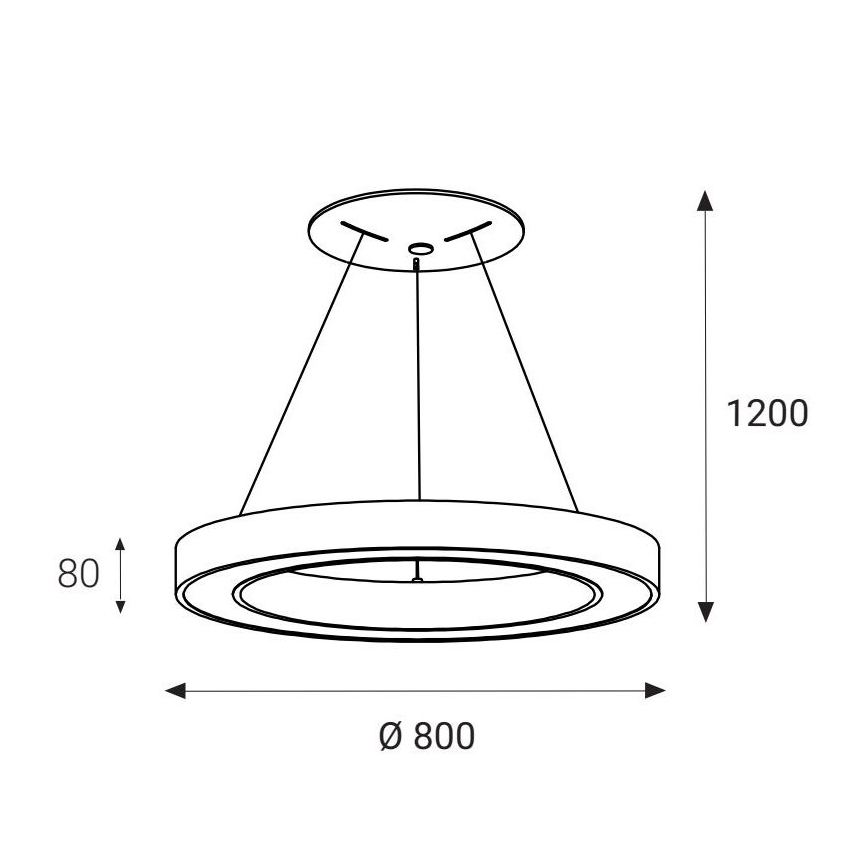 LED2 - LED Żyrandol na lince SATURN LED/80W/230V 3000K śr. 80 cm czarny