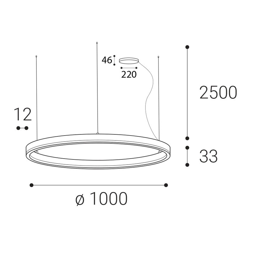 LED2 - LED Żyrandol ściemnialny na lince CIRCLE LED/80W/230V 3000K/4000K śr. 100 cm biały