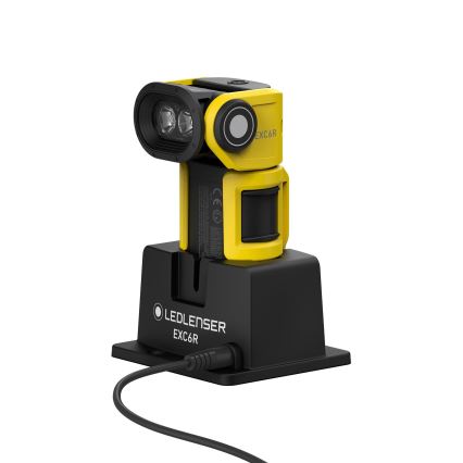 Ledlenser EXC6R - ściemnialna latarka akumulatorowa z stacją ładującą LED/1900 mAh IP68 300 lm 10 h żółta