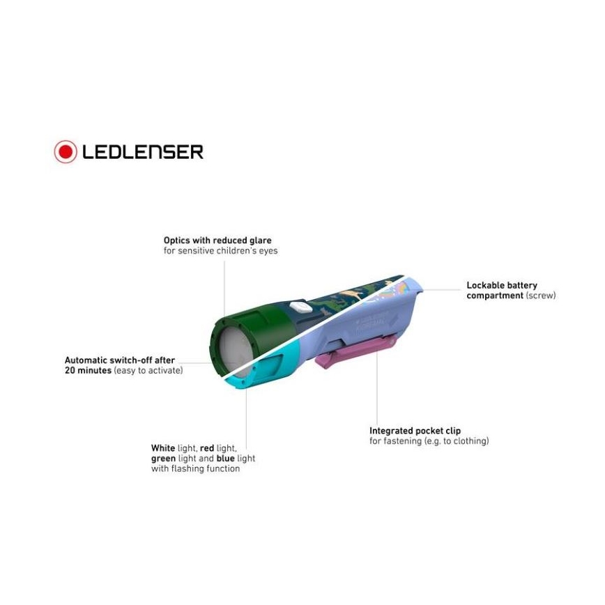 Ledlenser KIDBEAM4 DINO - ściemniana latarka dla dzieci LED/2xAAA IP44 zielona