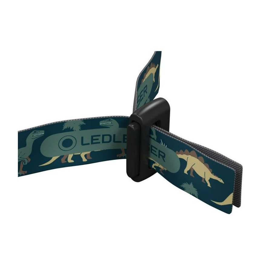 Ledlenser KIDLED4R DINO - ściemnialna ładowalna czołówka dziecięca LED, 280 mAh, IPX4, 40 lm, 18 h, zielona