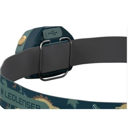 Ledlenser KIDLED4R DINO - ściemnialna ładowalna czołówka dziecięca LED, 280 mAh, IPX4, 40 lm, 18 h, zielona