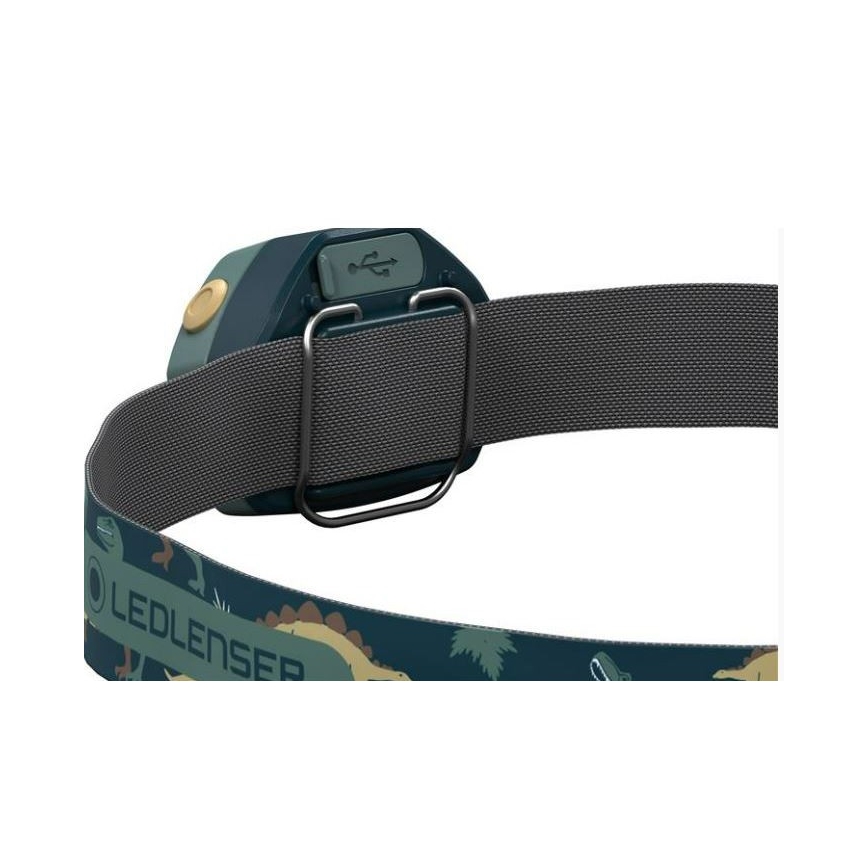 Ledlenser KIDLED4R DINO - ściemnialna ładowalna czołówka dziecięca LED, 280 mAh, IPX4, 40 lm, 18 h, zielona