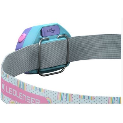Ledlenser KIDLED4R RAINBOW - ściemnialna, ładowalna dziecięca czołówka LED, IPX4, 40 lm, 18 h, fioletowa