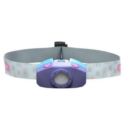 Ledlenser KIDLED4R RAINBOW - ściemnialna, ładowalna dziecięca czołówka LED, IPX4, 40 lm, 18 h, fioletowa