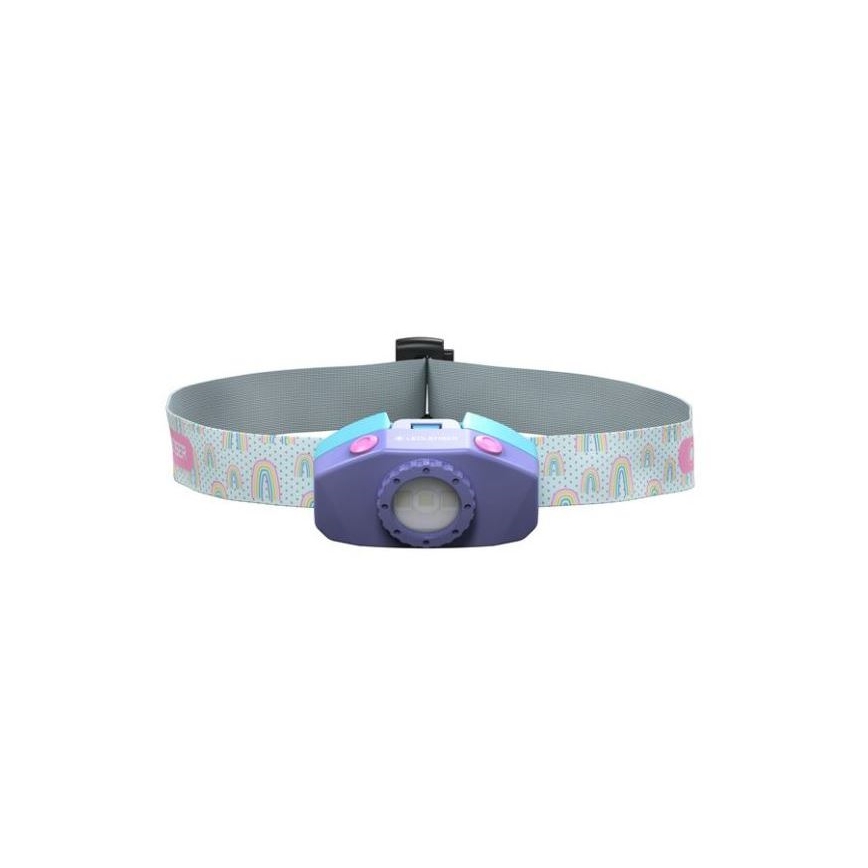 Ledlenser KIDLED4R RAINBOW - ściemnialna, ładowalna dziecięca czołówka LED, IPX4, 40 lm, 18 h, fioletowa
