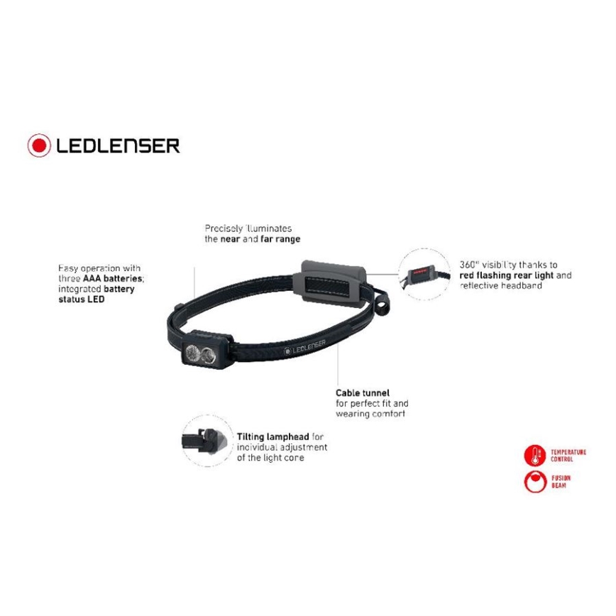Ledlenser NEO3 - Czołówka LED z regulacją jasności LED/3xAAA IP54 400 lm 20 h czarna/biała