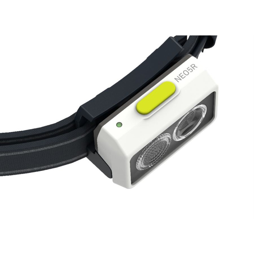 Ledlenser NEO5R - Ładowalna czołówka LED z regulacją jasności, akumulator 1800 mAh, IP54, 600 lm, 35 h, czarna/biała