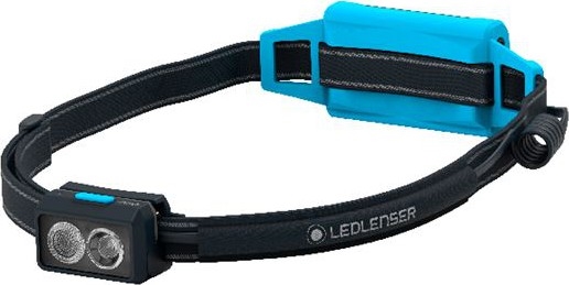 Ledlenser NEO5R - ściemnialna, ładowalna czołówka LED, akumulator 1800 mAh, IP54, 600 lm, do 35 h pracy, niebieska