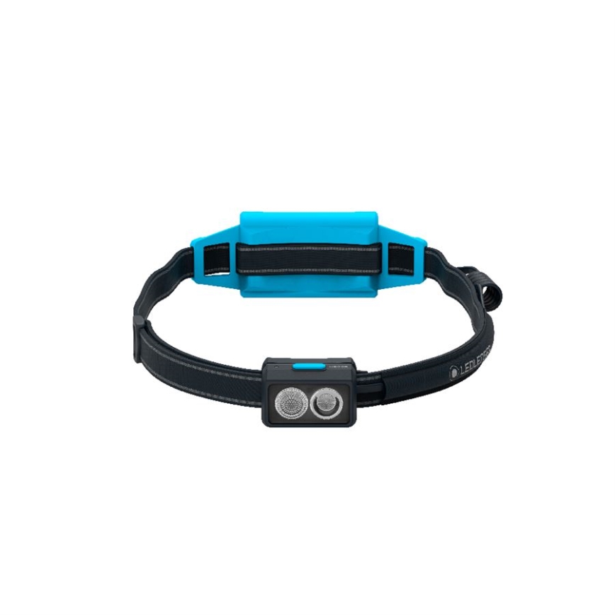 Ledlenser NEO5R - ściemnialna, ładowalna czołówka LED, akumulator 1800 mAh, IP54, 600 lm, do 35 h pracy, niebieska