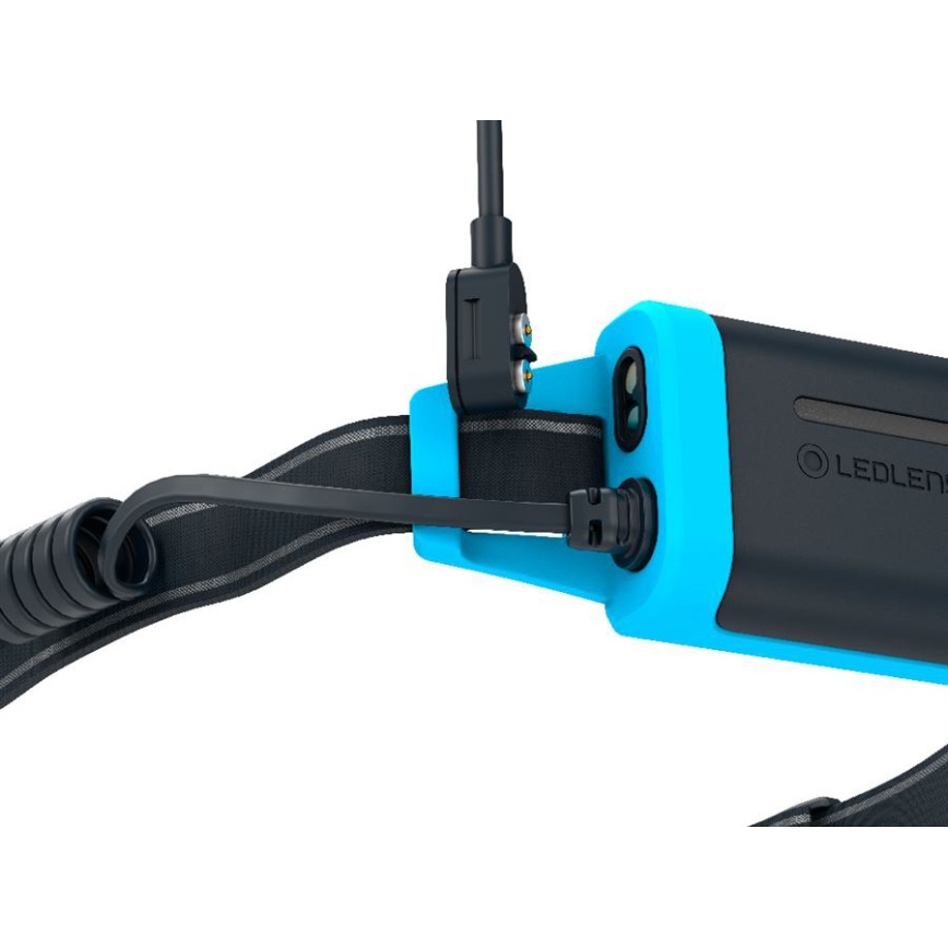Ledlenser NEO5R - ściemnialna, ładowalna czołówka LED, akumulator 1800 mAh, IP54, 600 lm, do 35 h pracy, niebieska