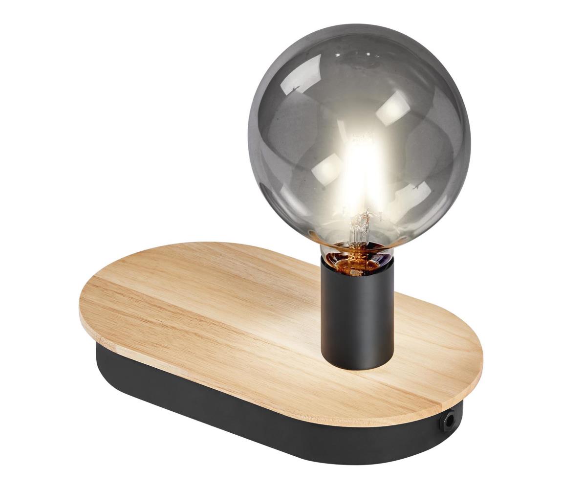 Ledvance - Dotykowa lampa stołowa z konektorem USB DECOR WOOD 1xE27/8W/230V