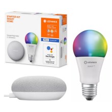 Ledvance - Inteligentny głośnik Google Nest Mini + LED RGBW Ściemniana żarówka SMART+ A60 E27/60W/230V