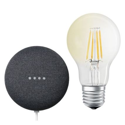 Ledvance - Inteligentny głośnik Google Nest Mini + LED Żarówka ściemnialna SMART+ A60 E27/6,5W/230V 2700K