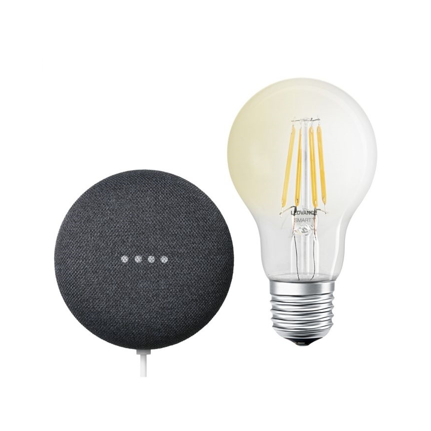 Ledvance - Inteligentny głośnik Google Nest Mini + LED Żarówka ściemnialna SMART+ A60 E27/6,5W/230V 2700K