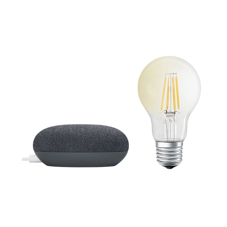 Ledvance - Inteligentny głośnik Google Nest Mini + LED Żarówka ściemnialna SMART+ A60 E27/6,5W/230V 2700K